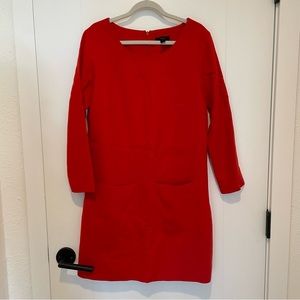 Red J. Crew wool shift dress